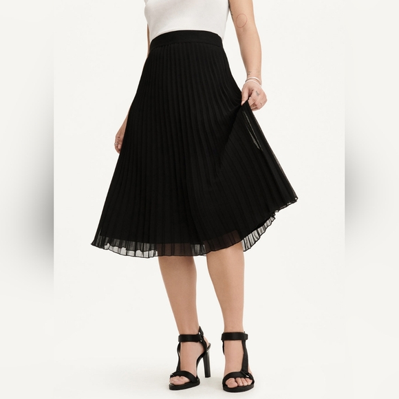 DKNY Pull On Pleated Midi Skirt | M | Black - Picture 1 of 8